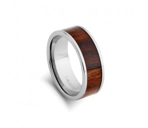 Blaze Tungsten Steel Ring with Wood Inlay